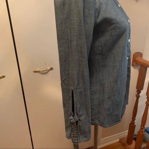 Banana Republic Boyfriend Chambray Split Sleeve Shirt - Picture 3 of 8